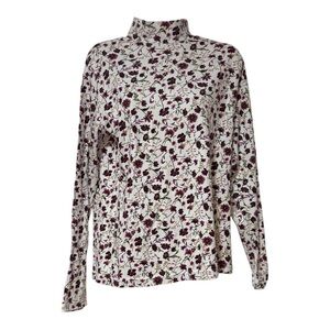 Bobbie‎ Brooks Burgundy Floral Long Sleeve Top